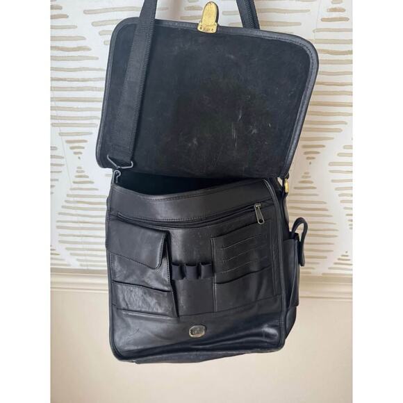 Vintage Black Leather Suede Messenger Bag - Picture 4 of 6